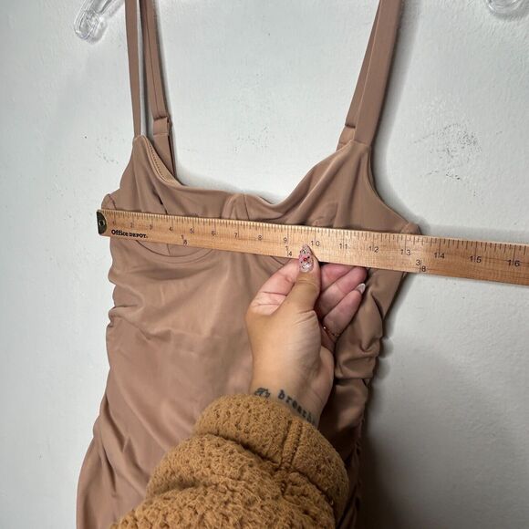 NWT Skims Sienna Tan Sculpting Ruched One Piece Bathing suit Swim Dress Small - Picture 7 of 12